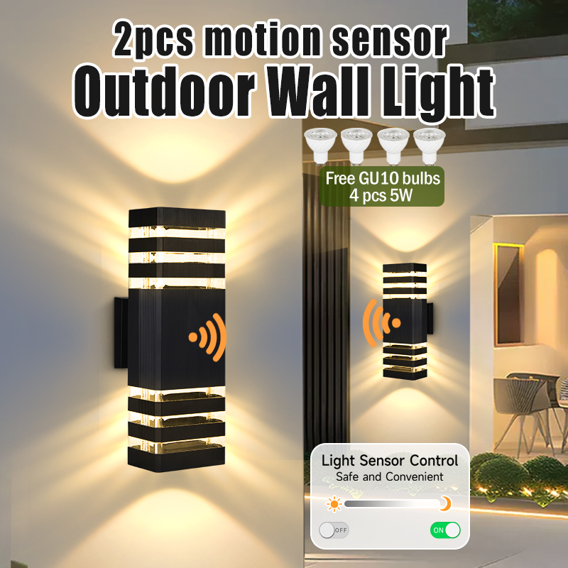 Outdoor Power Outlet Weatherproof - Lampa ścienna z czujnikiem ruchu, zewnętrzna,