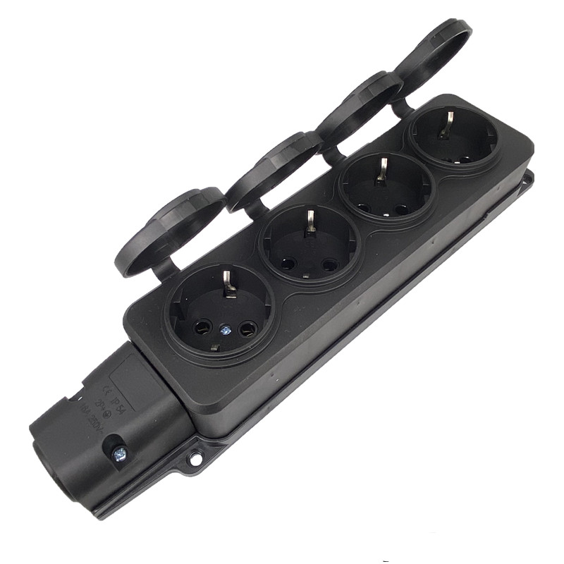 Outdoor Power Strip With Cover - EU German 3/4 Ways Outdoor Waterproof
