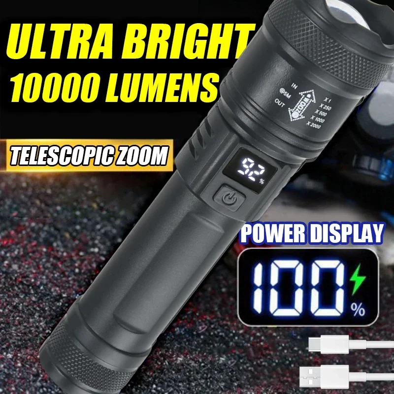 Outdoor Usb Power Bank - 9900 lm potężna latarka LED wyświetlacz