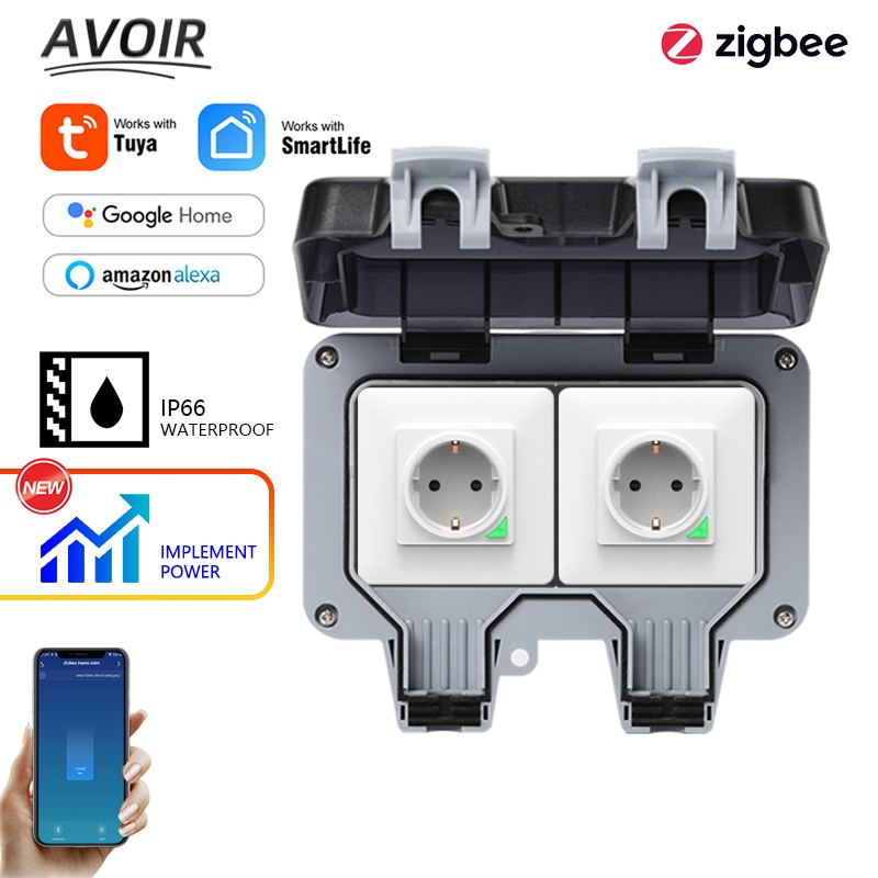 Outdoor Power Outlet Weatherproof - Avoir Tuya Zigbee gniazdka elektryczne IP66