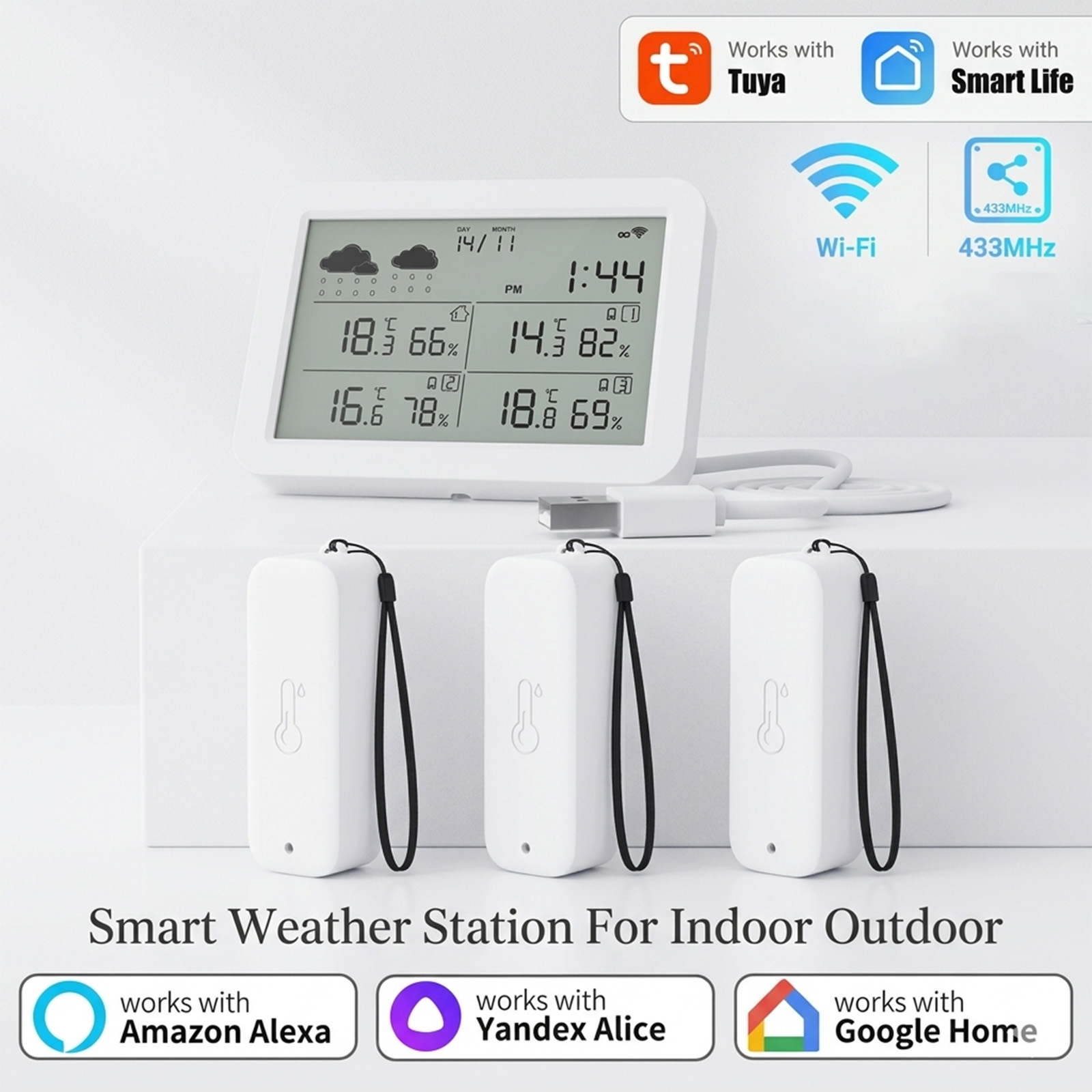 Outdoor Power Tower - Stacja pogodowa Tuya WiFi+RF433, inteligentny dom,