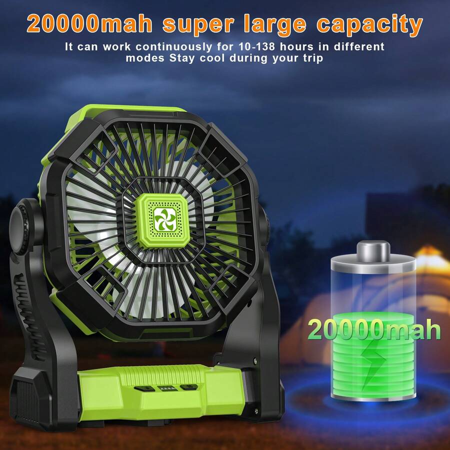 Outdoor Power Timer - Przenośny wentylator zasilany baterią 20000mAh z